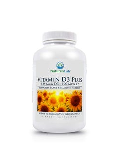 Nature's Lab Vitamin D3 Plus Contains Vitamins D3 And K2 (Mk7) For Immune Support Healthy Bones And Cardiovascular Health* Gluten Free Non Gmo 90 Capsules (3 Month Supply)  - Image 1