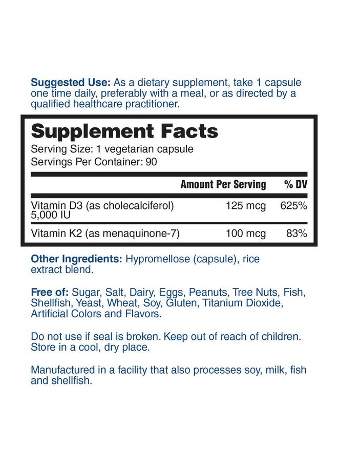 Nature's Lab Vitamin D3 Plus Contains Vitamins D3 And K2 (Mk7) For Immune Support Healthy Bones And Cardiovascular Health* Gluten Free Non Gmo 90 Capsules (3 Month Supply) - Image 3