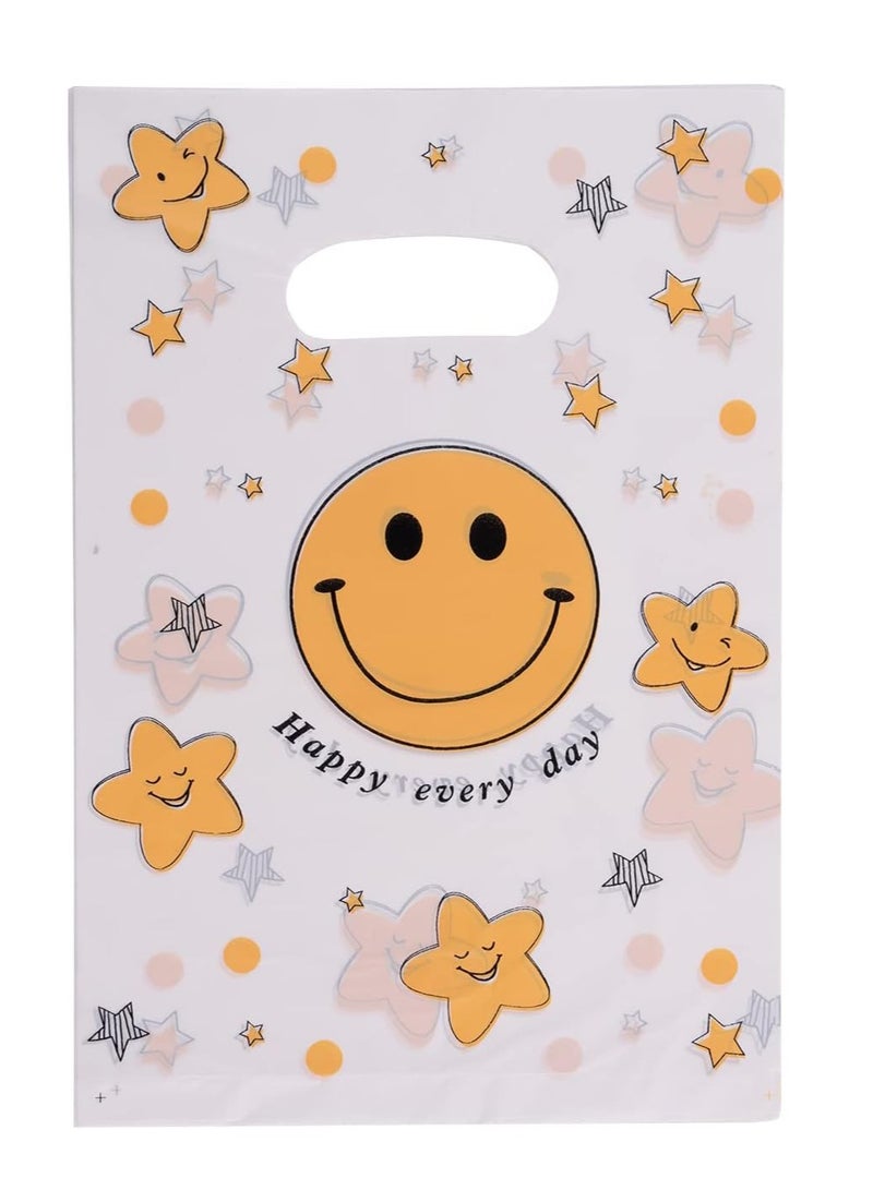 تشو داي 10 أكياس بلاستيكية للسلع/أكياس هدايا - أكياس تسوق بمقبض للشركات الصغيرة والتجزئة - 20 × 30 سم - ابتسامة ملونة - Image 1