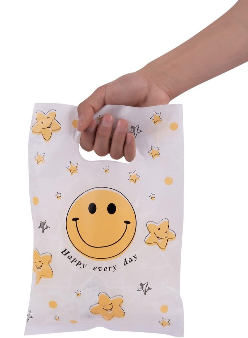 تشو داي 10 أكياس بلاستيكية للسلع/أكياس هدايا - أكياس تسوق بمقبض للشركات الصغيرة والتجزئة - 20 × 30 سم - ابتسامة ملونة - Image 2