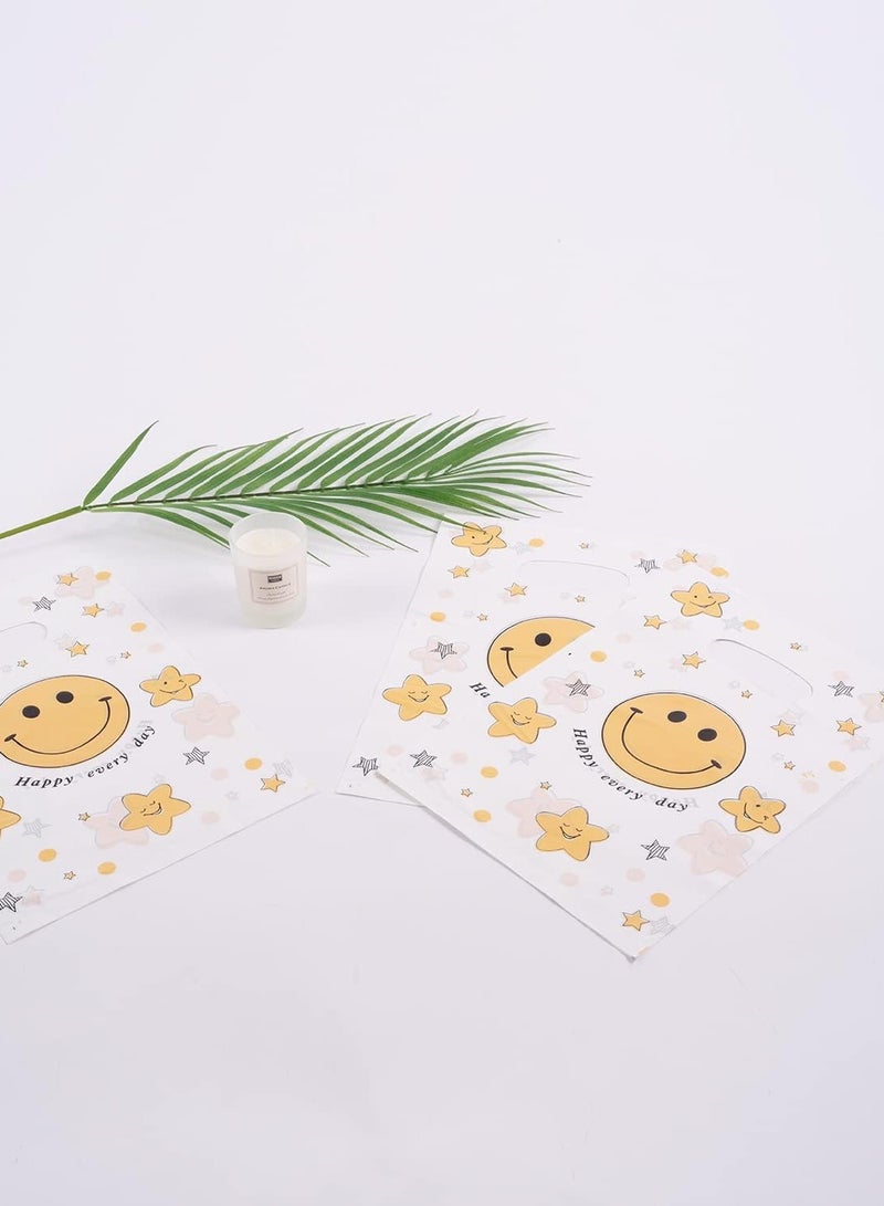 تشو داي 10 أكياس بلاستيكية للسلع/أكياس هدايا - أكياس تسوق بمقبض للشركات الصغيرة والتجزئة - 20 × 30 سم - ابتسامة ملونة - Image 3