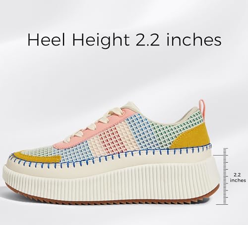 LUCKY STEP Women's Running Shoes Knit Non Slip Walking Trainers Casual Breathable Lightweight Sports Sneakers(Pink/Yellow Multi Knit,10 B(M) US) - Image 3