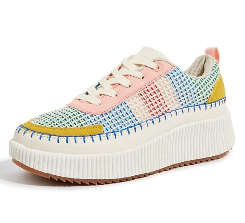 LUCKY STEP Women's Running Shoes Knit Non Slip Walking Trainers Casual Breathable Lightweight Sports Sneakers(Pink/Yellow Multi Knit,10 B(M) US) - Image 1