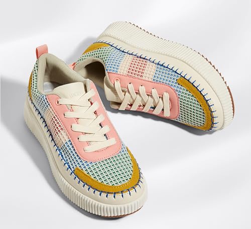 LUCKY STEP Women's Running Shoes Knit Non Slip Walking Trainers Casual Breathable Lightweight Sports Sneakers(Pink/Yellow Multi Knit,10 B(M) US) - Image 5