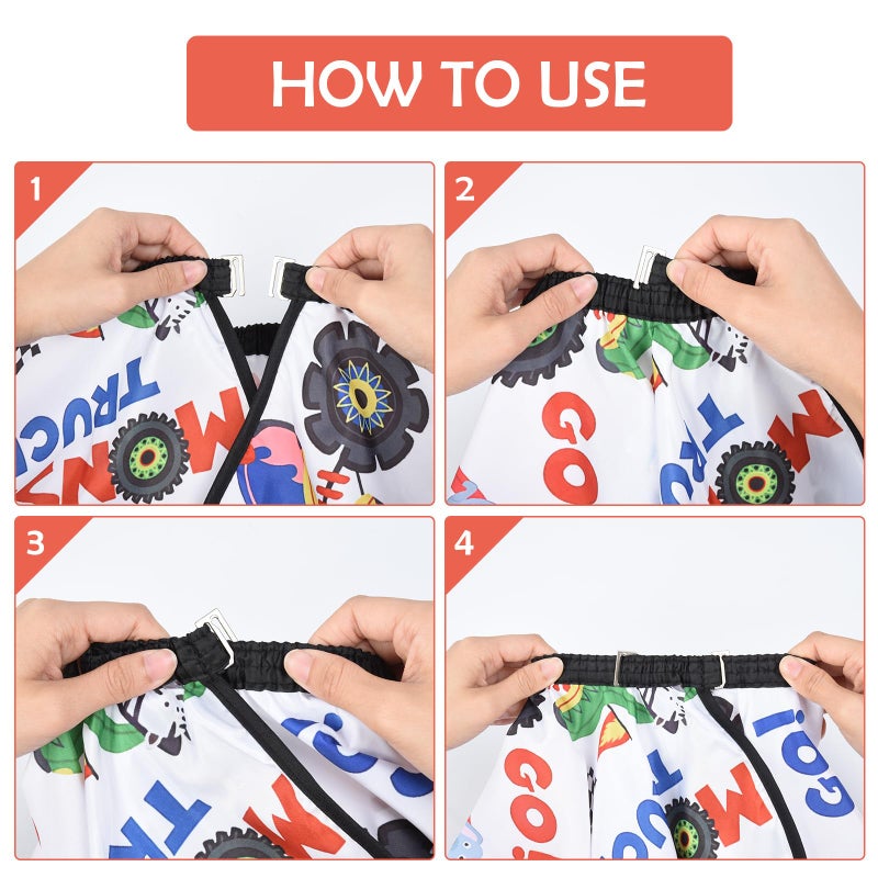 FaHaner Kids Haircut Cape Waterproof Kids Barber Capes with Adjustable Neckline Unisex Kids Hair Cutting Cape Cover Barber Apron for Hairdresser and Stylist 51 x 36 Inch (Cartoon Truck) - Image 5