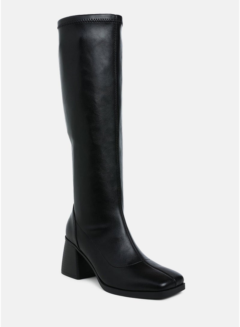 London Rag Women's Faux Leather Block Heel Boots in Black - Image 2