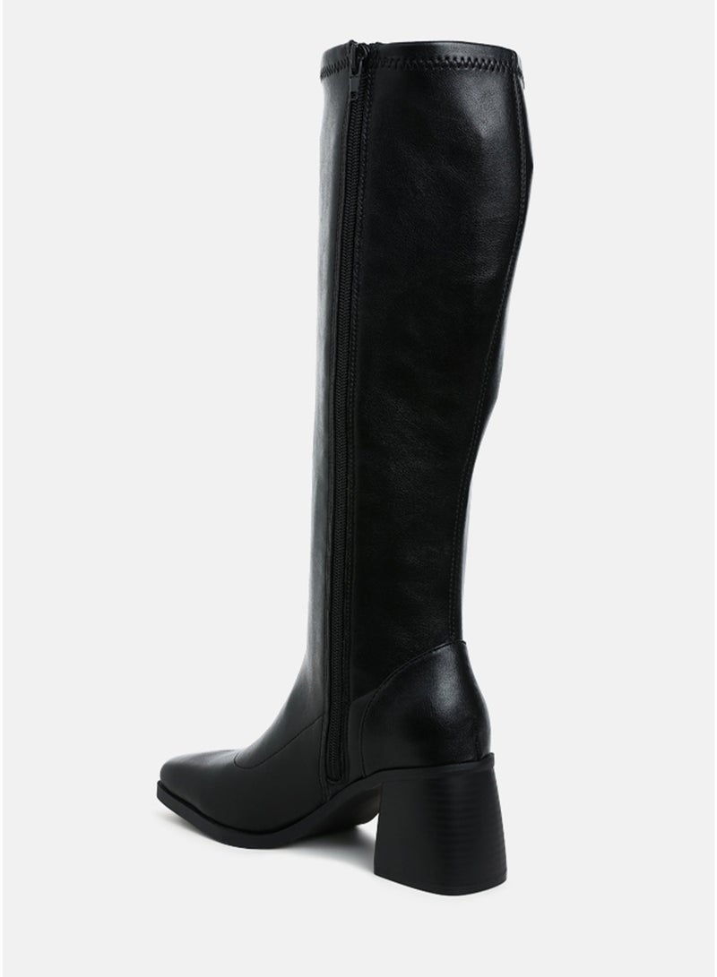 London Rag Women's Faux Leather Block Heel Boots in Black - Image 3