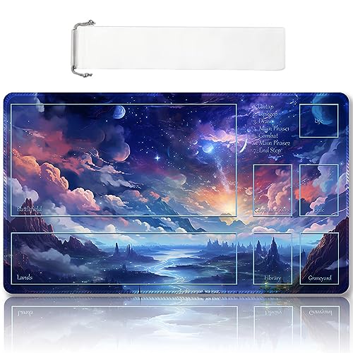 DAUXID Premium Stitched MTG Playmat with Zones and NonSlip Rubber Backing TCG Play Mat for MTG and Other Card Games Colorful Design with Vintage Look and Feel DKT 68Zones - Image 1