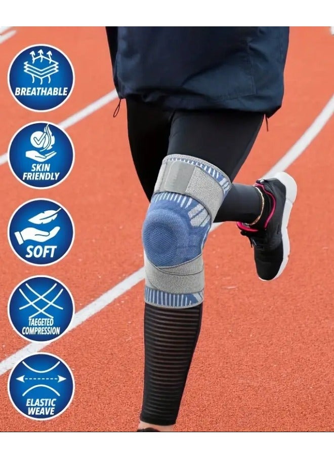 سوبر زي يوث دعامة الركبة، دعامة ركبة من السيليكون لامتصاص الصدمات، قطعتان من دعامة الركبة للرجال، وسادات ركبة قابلة للتهوية لتخفيف ضغط الركبة، لون أسود - Image 5