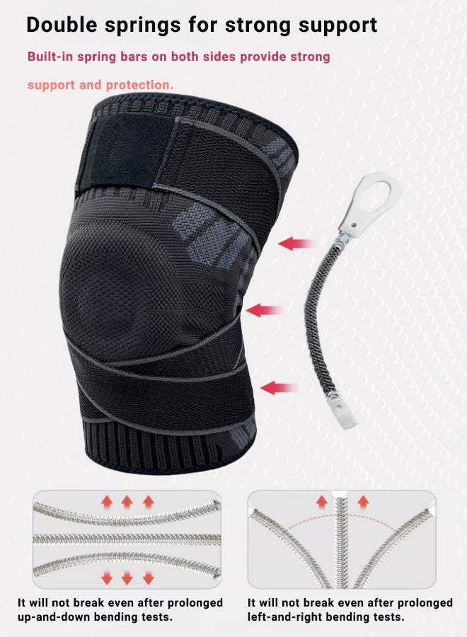 سوبر زي يوث دعامة الركبة، دعامة ركبة من السيليكون لامتصاص الصدمات، قطعتان من دعامة الركبة للرجال، وسادات ركبة قابلة للتهوية لتخفيف ضغط الركبة، لون أسود - Image 2