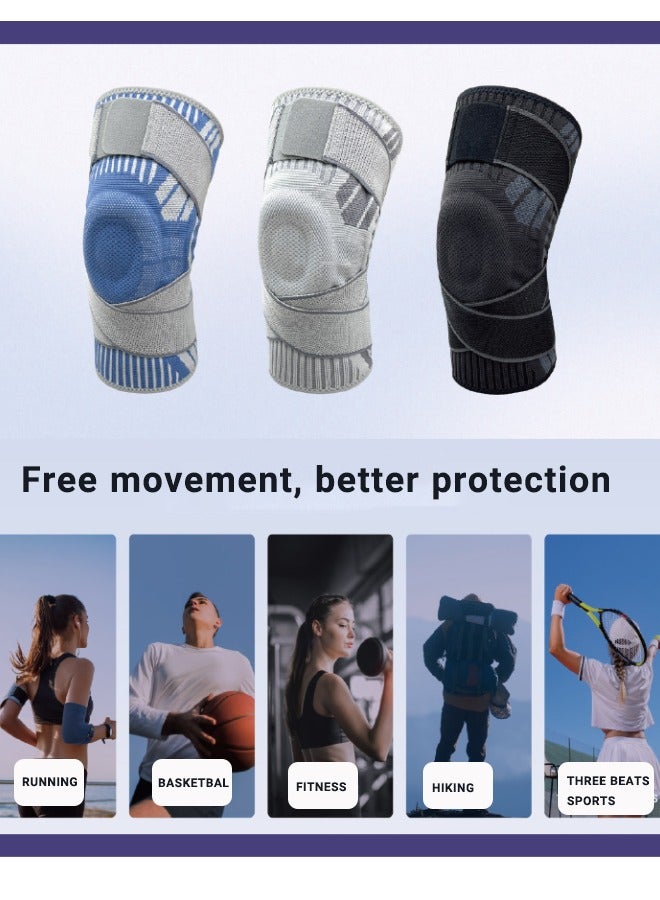 سوبر زي يوث دعامة الركبة، دعامة ركبة من السيليكون لامتصاص الصدمات، قطعتان من دعامة الركبة للرجال، وسادات ركبة قابلة للتهوية لتخفيف ضغط الركبة، لون أسود - Image 4