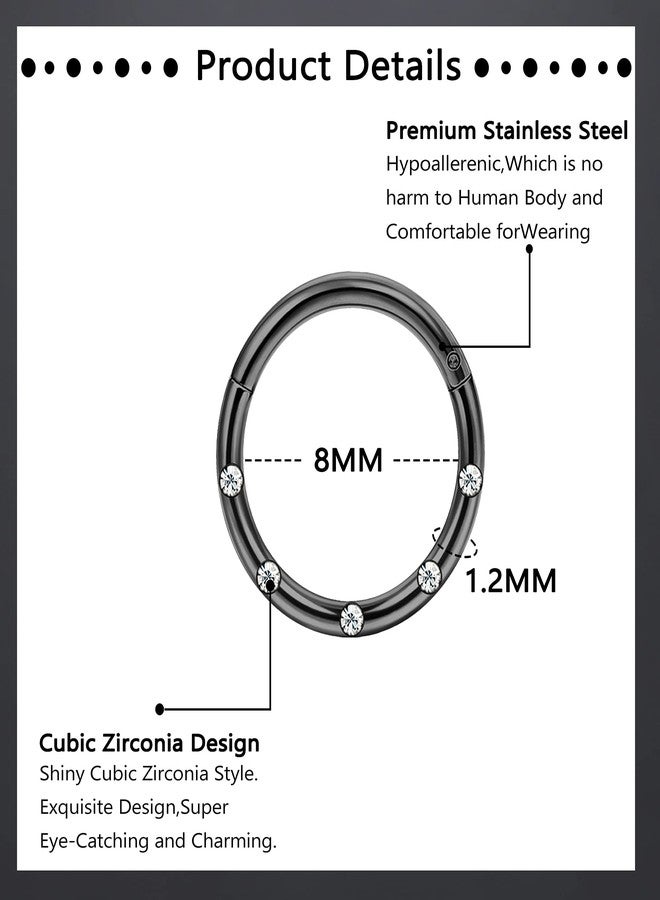 Jstyle 16 Gauge Cartilage Earrings for Women Hypoallergenic Surgical Stainless Steel Earring Sets for Multiple Piercing Daith Conch Tragus Helix Piercing Jewelry Black - Image 3