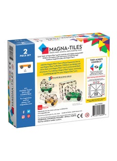 MAGNA-TILES Cars 2 Piece Expansion Set, Green And Yellow, Original 3d Magnetic Building Tiles, For Kids Ages 3+  - Image 2