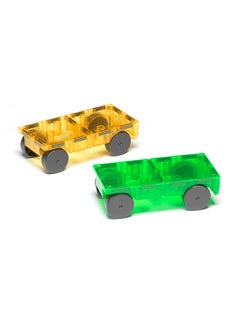 MAGNA-TILES Cars 2 Piece Expansion Set, Green And Yellow, Original 3d Magnetic Building Tiles, For Kids Ages 3+  - Image 3