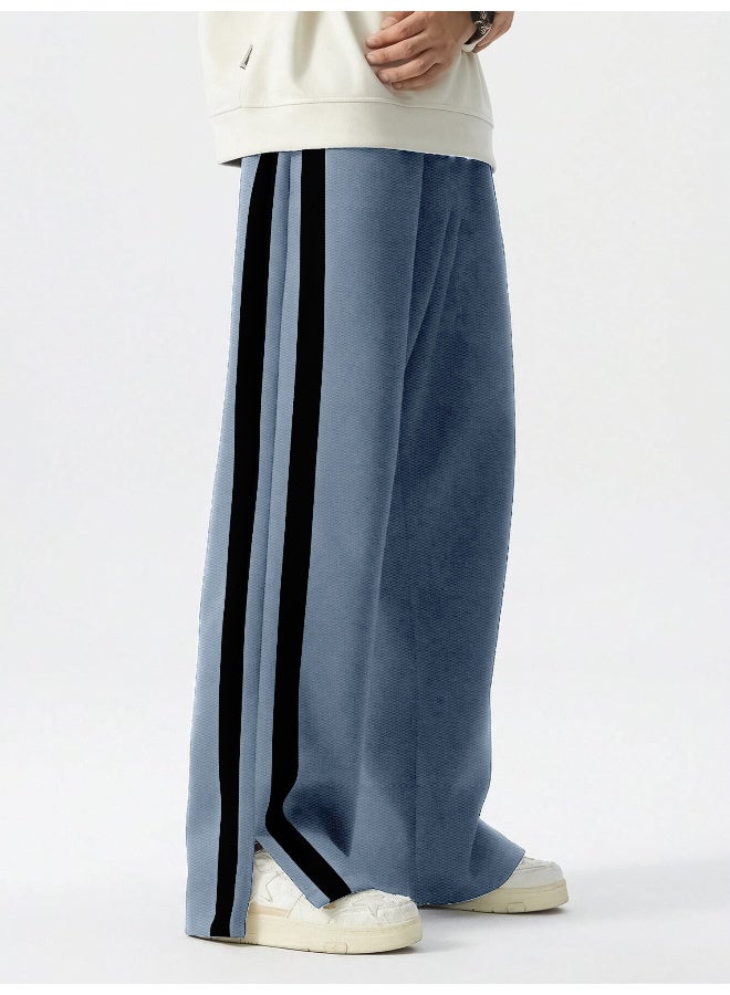 Maniac Mens ColorBlock Side Tap Light Grey and Black Color Baggy Fit Pant - Image 4