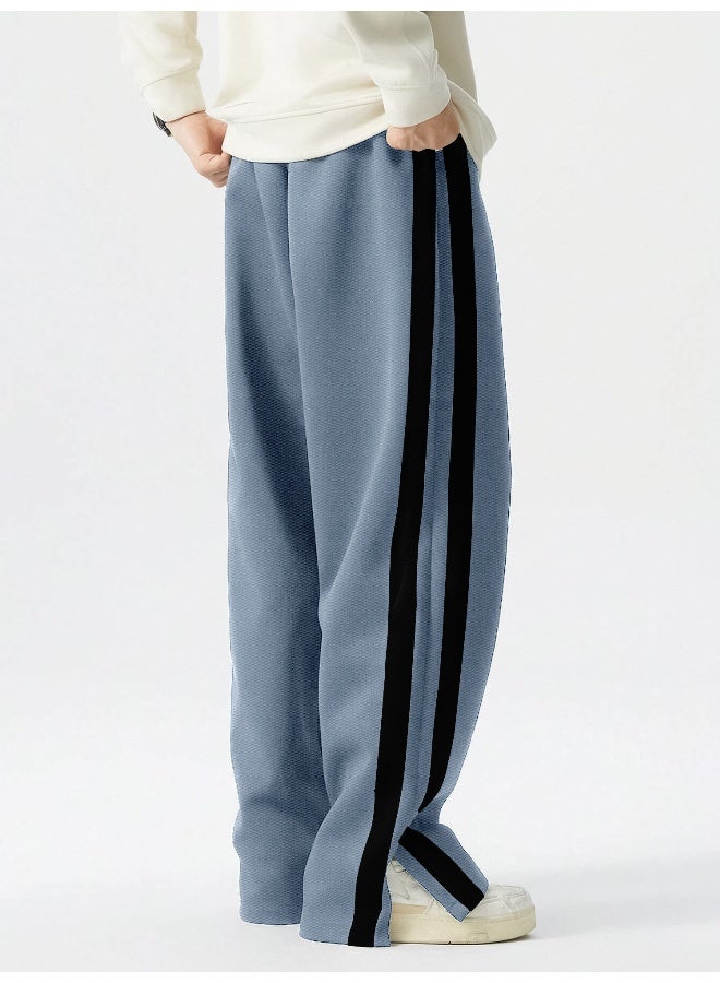 Maniac Mens ColorBlock Side Tap Light Grey and Black Color Baggy Fit Pant - Image 3