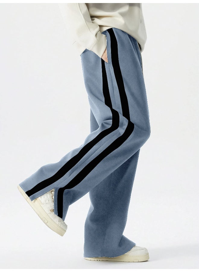 Maniac Mens ColorBlock Side Tap Light Grey and Black Color Baggy Fit Pant - Image 2