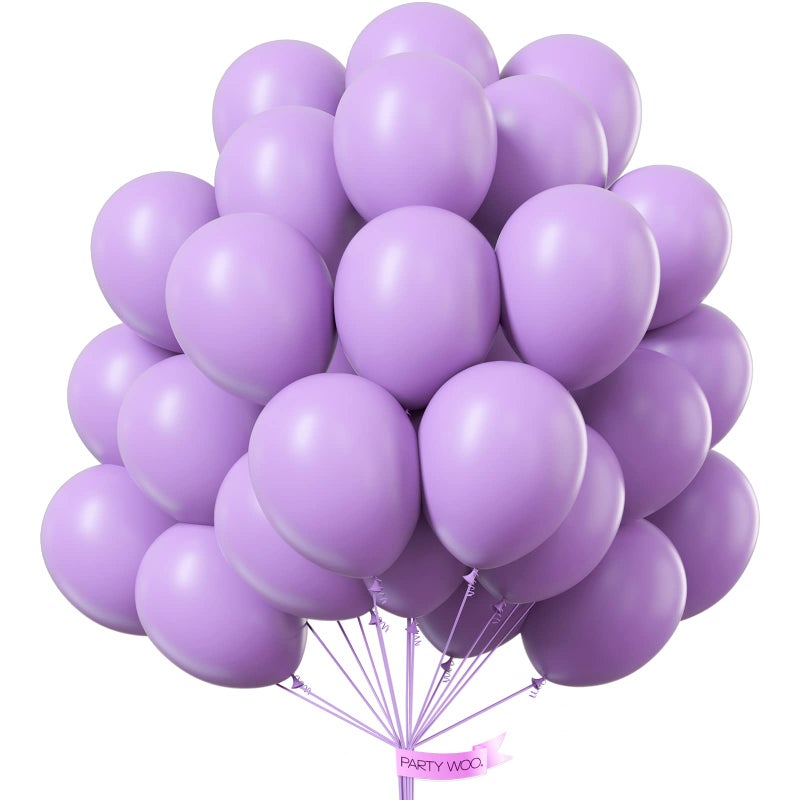 PartyWoo Lavender Balloons 50 pcs 12 Inch Light Purple Pastel Purple Lilac Latex Helium Balloons for Graduation Baby Shower Gender Reveal Birthday Engagement Wedding Party Decorations PurpleQ10 - Image 3