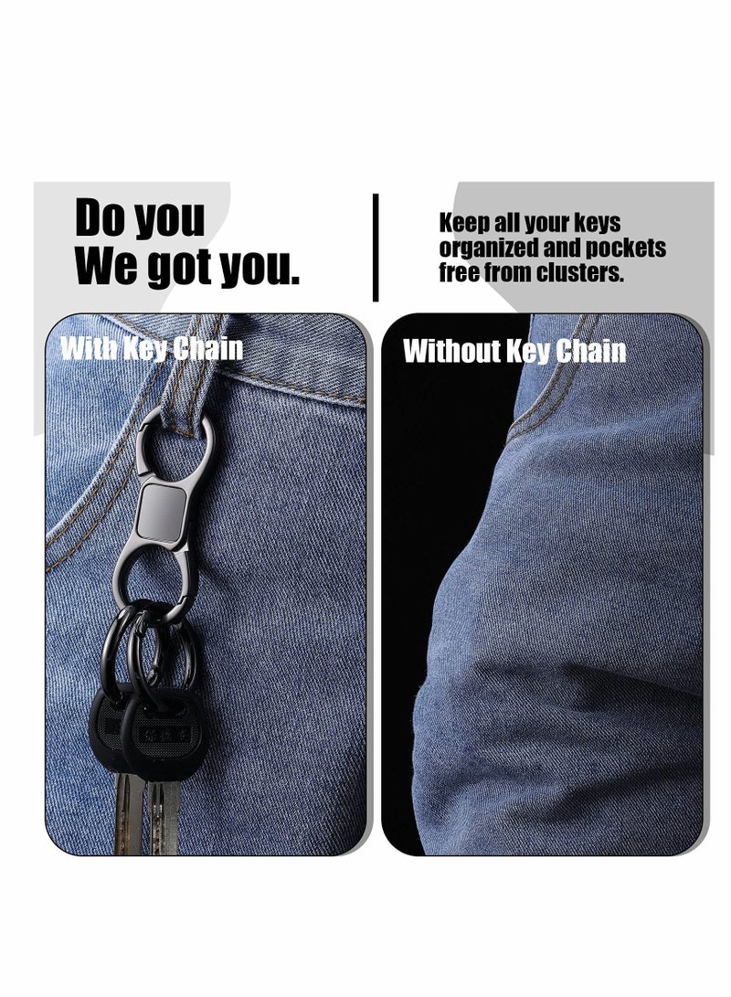 حامل مفاتيح مع مشبك زنبركي سريع الإطلاق، حامل مفاتيح قابل للفصل بشكل حدوة د - حامل مفاتيح سيارة ثقيل للرجال أو النساء (أسود) - Image 2
