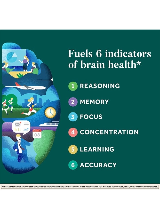 Plus Brain Supplement for Memory and Focus Clinically Tested Nootropics for Concentration for Mental Clarity, Cognitive Enhancement Vitamins B6, B12, Phosphatidylserine 30 Capsules