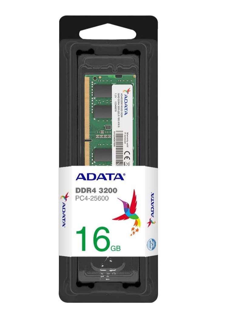 أداتا - ذاكرة RAM اكس بي جي الاولي ذاكرة RAM سوديم المفردة بتقنية DDR4 بسعة 16 جيجابايت تردد 3200Mhz وسرعة نقل بيانات 22 وبي سي 4-25600 عدد اسنان الـRAM الواحدة 260 سن طراز (AD4S320016G22-SGN) - Image 1