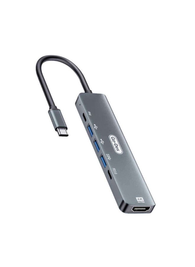 GO-DES Type-c to HDTV 6 in 1 Converter Adapter GD-6830  - Image 1