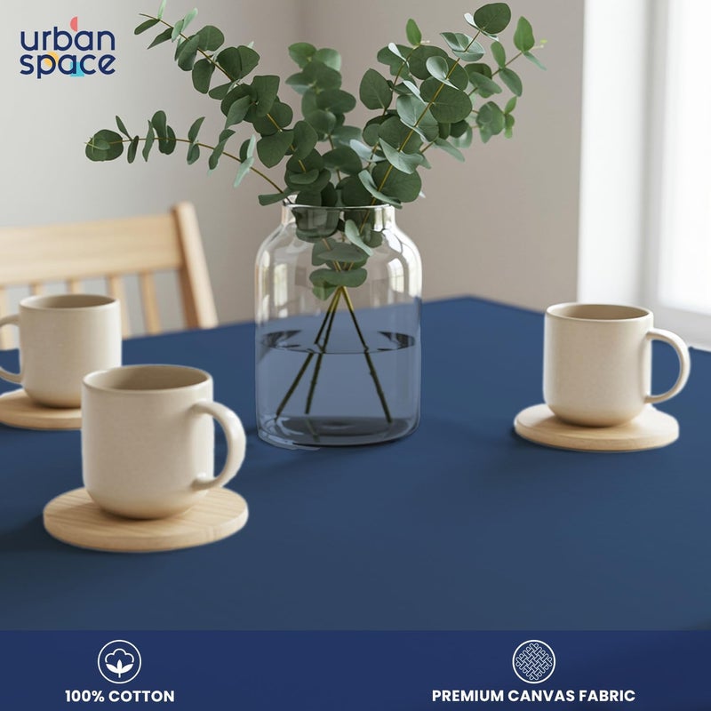 Urban Space غطاء طاولة طعام من القطن بنسبة 100% من ، لـ 4 أشخاص، قماش طاولة بلون أزرق إنديغو. - Image 3