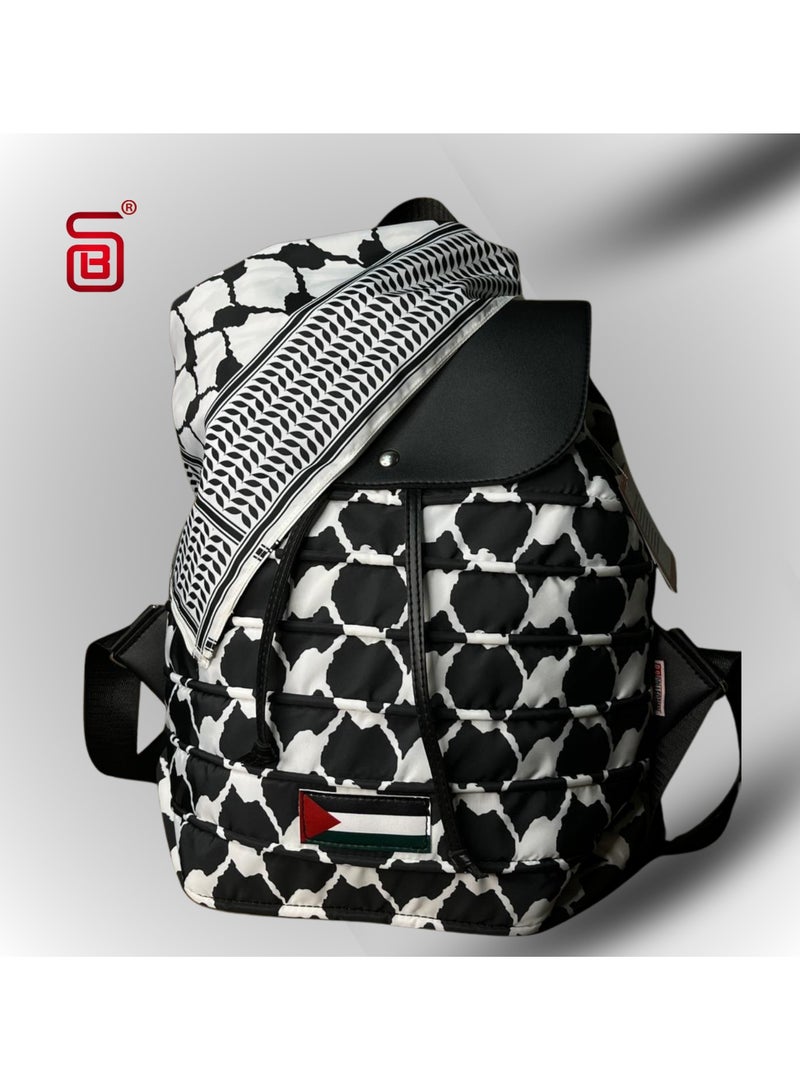 B.S COLLECTION Women's Backpack in Soft Fabric Waterproof Quilted Design Palestine BEE BACKPACK  - Image 1
