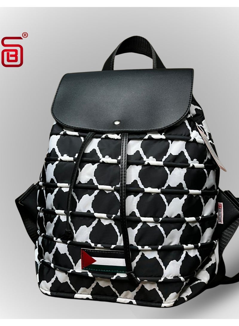 B.S COLLECTION Women's Backpack in Soft Fabric Waterproof Quilted Design Palestine BEE BACKPACK  - Image 2