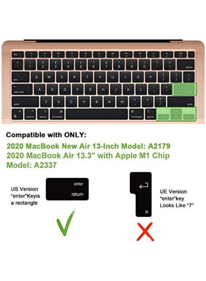 أمم غطاء لوحة مفاتيح سيليكون عربي وإنجليزي لجهاز MacBook Air 13" (A2179، A2337 M1، إصدار 2020) – جلد واقي ناعم فائق النحافة لملحقات MacBook Air –  واقي لوحة مفاتيح مقاوم للغبار، قابل للغسل، ومتين (تخطيط أمريكي) - Image 2