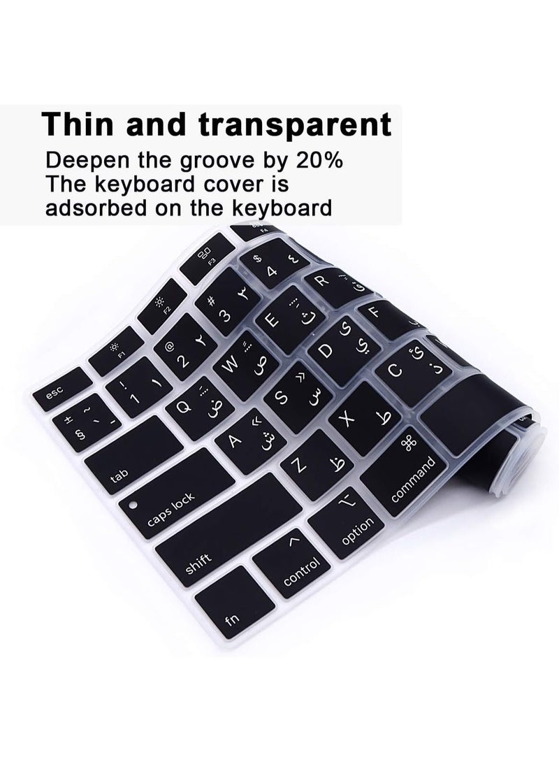 أمم غطاء لوحة مفاتيح سيليكون عربي وإنجليزي لجهاز MacBook Air 13" (A2179، A2337 M1، إصدار 2020) – جلد واقي ناعم فائق النحافة لملحقات MacBook Air –  واقي لوحة مفاتيح مقاوم للغبار، قابل للغسل، ومتين (تخطيط أمريكي) - Image 4