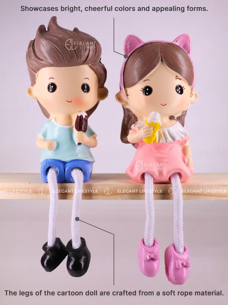 ELEGANT LIFESTYLE ELEGANT LIFESTYLE Cute and Sweet Love Horn Head Royal Set Gift for HimHer Or Someone Special Cute Couple Hanging Legs Showpiece - Image 2