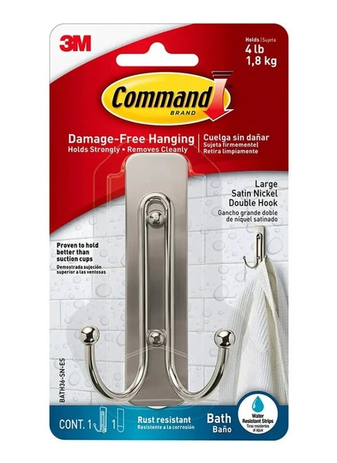 خطاف حمام مزدوج كبير من 3M Command