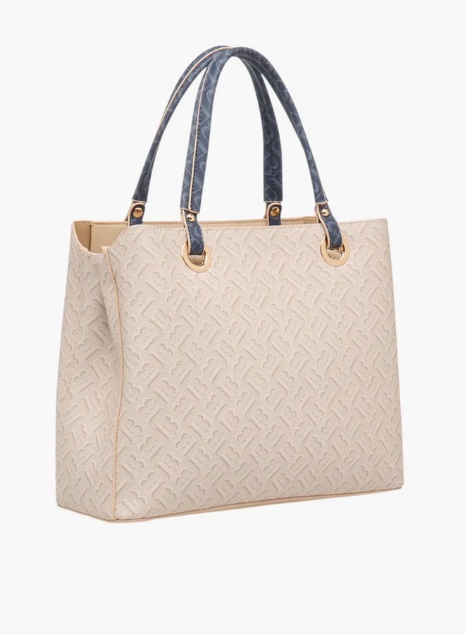 Flora Bella By Shoexpress Monogram Print Tote Bag with Detachable Strap