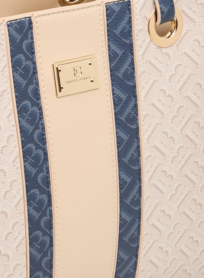 Flora Bella By Shoexpress Monogram Print Tote Bag with Detachable Strap