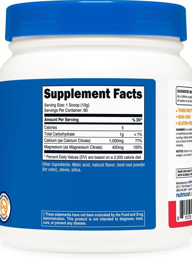 Nutricost Calcium Magnesium Powder (Fruit Punch, 60 Servings) - Bone Support, Non-GMO, Gluten Free (from Calcium Citrate and Magnesium Citrate) - Image 5