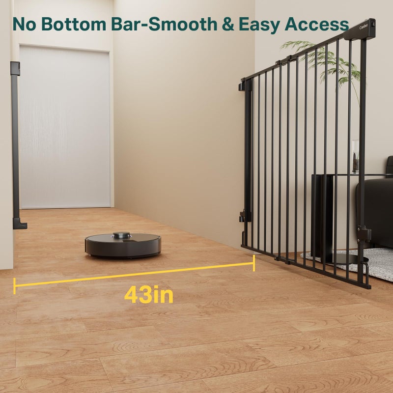 Cumbor 34" Extra Tall No Bottom Bar Baby Gate for Stairs, Wall Mounted Dog Gate Indoor for Larger Pets, Expandable 29.2-43" Safety Gate for Doorways, Wide Walk Thru Door for Easy Access (Black) - Image 2
