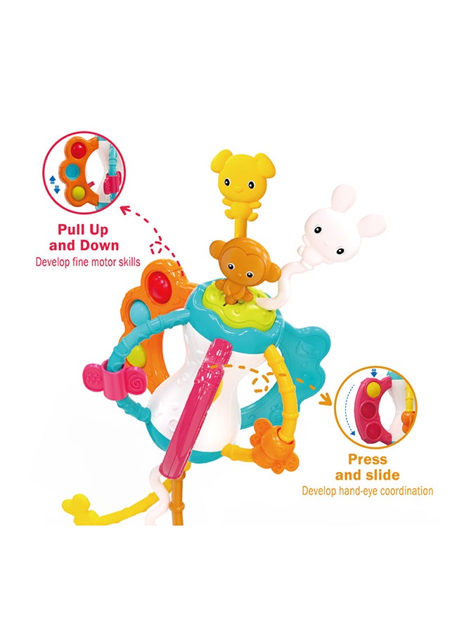 COGNIKIDS Silicone Pull String Sensory Toy for Babies – Montessori Teether & Tactile Learning Toy for 0+ Months | Animal Shapes, Textured Ropes, Motor Skill Activity | BPA-Free & Food Grade - Image 4
