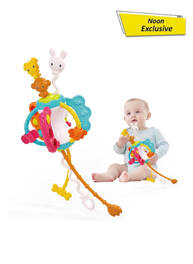 COGNIKIDS Silicone Pull String Sensory Toy for Babies – Montessori Teether & Tactile Learning Toy for 0+ Months | Animal Shapes, Textured Ropes, Motor Skill Activity | BPA-Free & Food Grade - Image 1