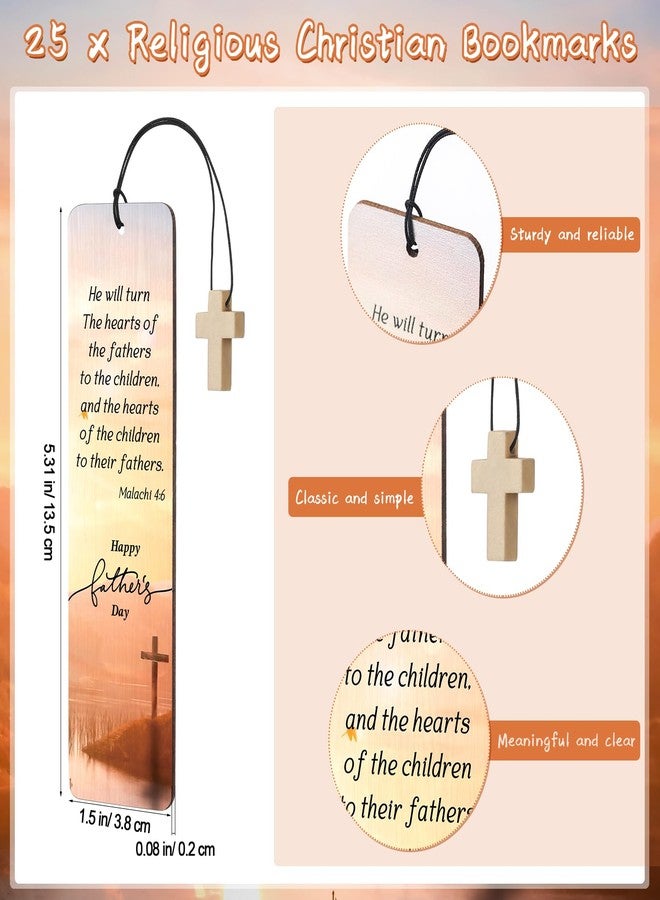Spakon 25 Sets Father's Day Christian Gift with Bible Verse Bamboo Pen Religious Bookmarks Wooden Scripture Bookmarks with Organza Bags Christian Gifts for Dad Pastor Church Group Favor - Image 3