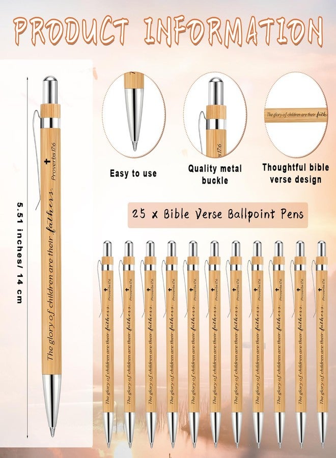 Spakon 25 Sets Father's Day Christian Gift with Bible Verse Bamboo Pen Religious Bookmarks Wooden Scripture Bookmarks with Organza Bags Christian Gifts for Dad Pastor Church Group Favor - Image 2