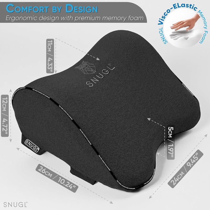 SNUGL Car Neck Support Pillow | Memory Foam | Ergonomic Headrest for Comfort and Support (Black) - Image 3