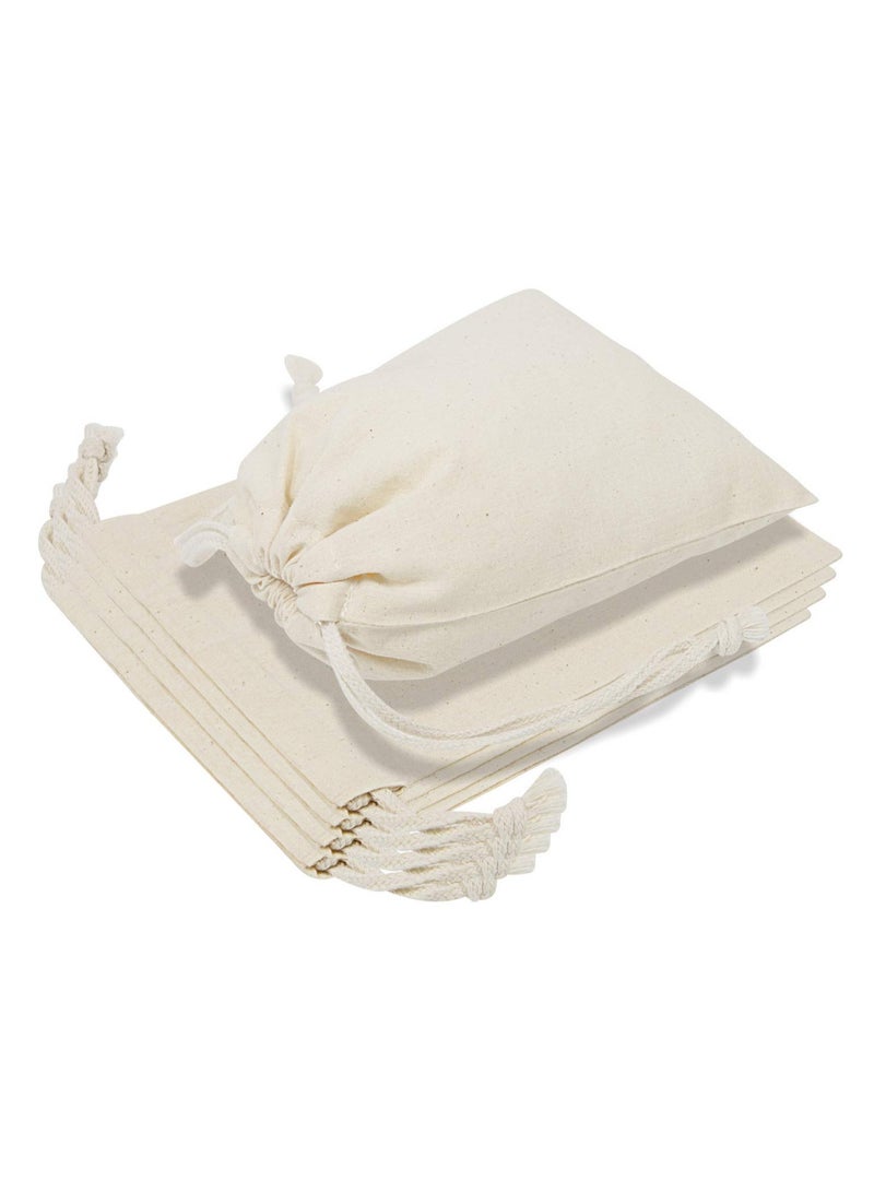 Set of 12 Reusable Cotton Produce Bags 17x23cm Washable Biodegradable Drawstring Bags for Fruits Vegetables Shopping and Storage Food Safe - Image 1