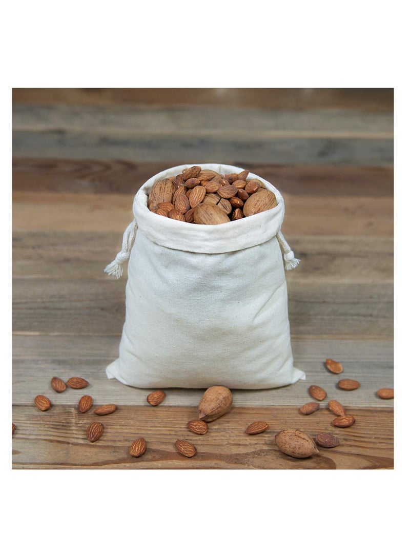 Set of 12 Reusable Cotton Produce Bags 17x23cm Washable Biodegradable Drawstring Bags for Fruits Vegetables Shopping and Storage Food Safe - Image 2