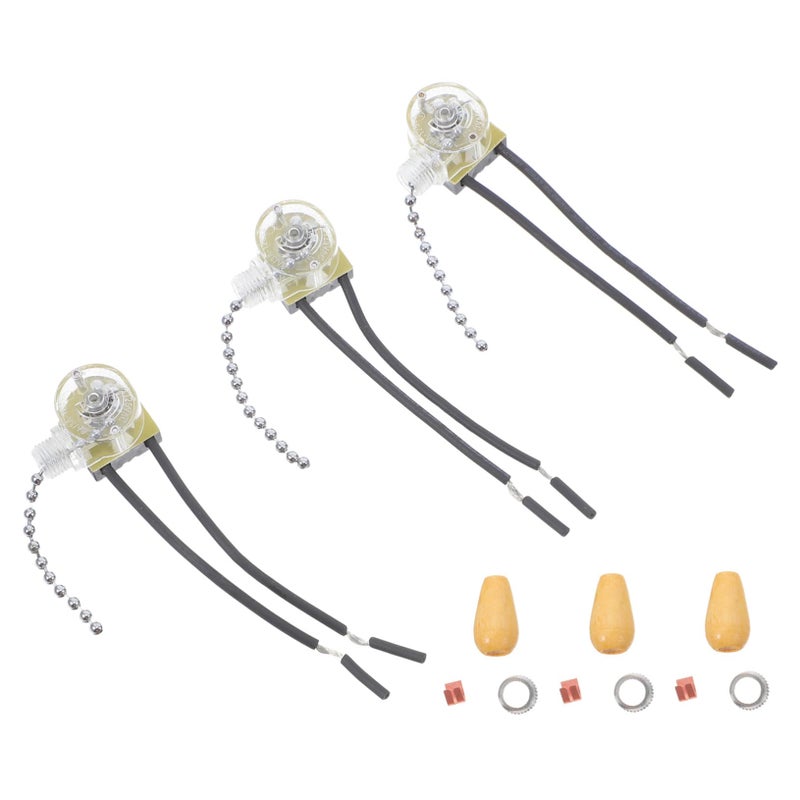 Silver Pull Chain Switch For Ceiling Fans Wall Lamps Bathroom Cabinet Lighting 3 Pack - Image 2