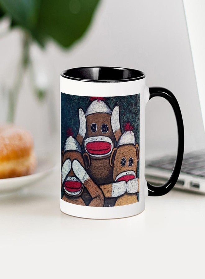 cafe press CafePress See No Evil Sock Monkeys Mugs 11 oz (325 ml) Ceramic Coffee Mug - Image 4