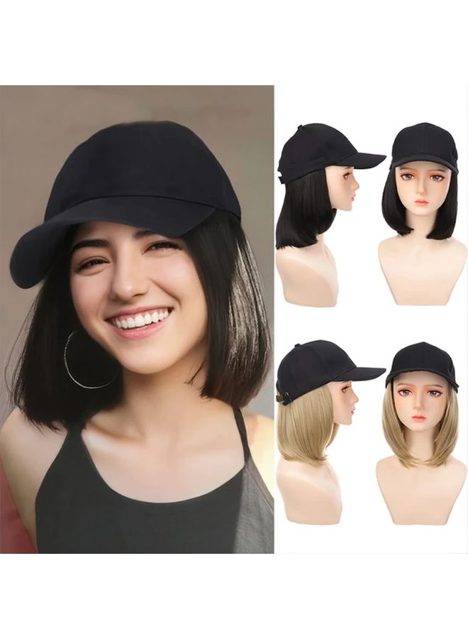 Women Baseball Cap Wig Adjustable Snap Closure Heat Resistant Synthetic Hair AT118 9 6A - Image 1