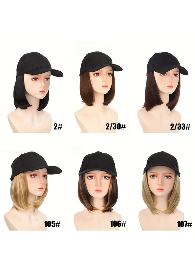 Women Baseball Cap Wig Adjustable Snap Closure Heat Resistant Synthetic Hair AT118 9 6A - Image 2