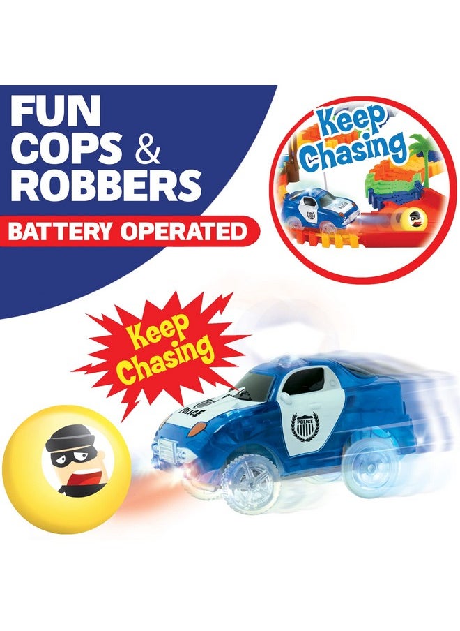 Liberty imports 142 Pieces Police Patrol Chase Create a Road Super Snap Speedway - Magic Journey Flexible Track Set with LED Light Up Toy Cars  - Image 3