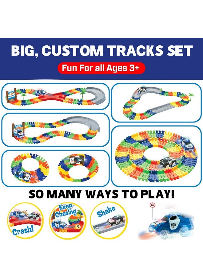 Liberty imports 142 Pieces Police Patrol Chase Create a Road Super Snap Speedway - Magic Journey Flexible Track Set with LED Light Up Toy Cars  - Image 4
